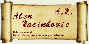 Alen Mačinković vizit kartica